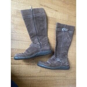BORN Brown MidCalf Suede Leather Boots Women Size 8 / 39 Boho Y2K 90s Athleisure